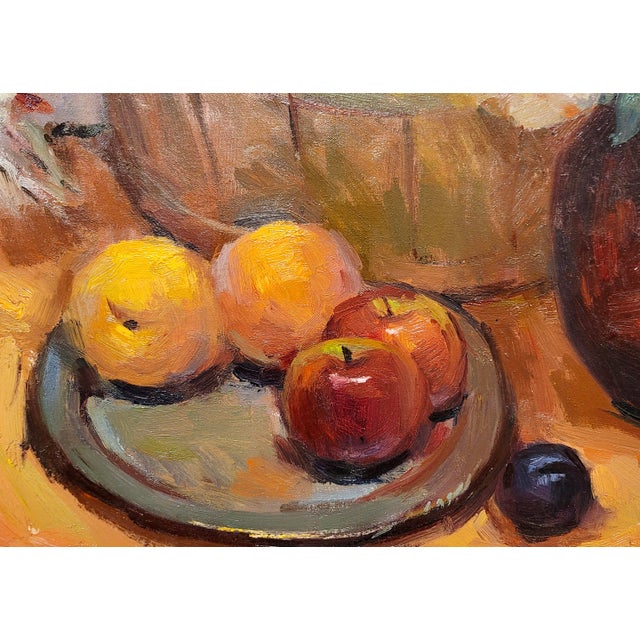 1980s Sunny Apinchapong-Yang - Still Life of Roses & Apples -Oil Painting For Sale - Image 5 of 10