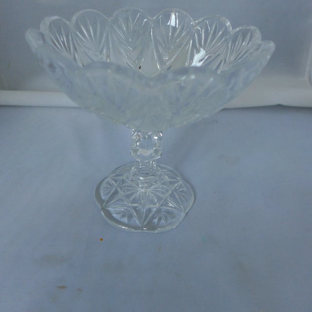 Traditional Clear Cut Glass Compote / Candy Dish Ruffle Edges For Sale - Image 3 of 7