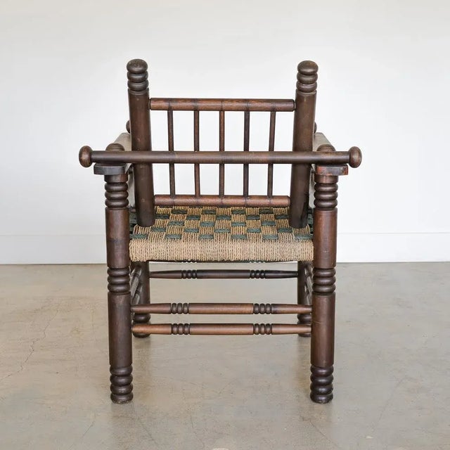 Charles Dudouyt Pair of 1940s Oak and Woven Lounge Chairs by Charles Dudouyt For Sale - Image 4 of 12