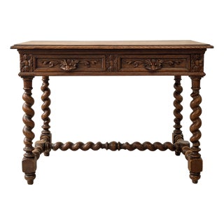 Small Henri II Style Table or Desk with Twisted Uprights, 1890s For Sale