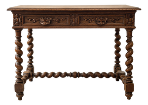 Small Henri II Style Table or Desk with Twisted Uprights, 1890s
