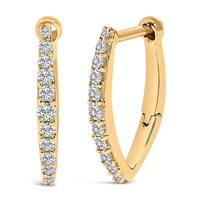 Embrace the essence of enduring elegance with these resplendent hoop earrings, artfully fashioned from lustrous 10K yellow...