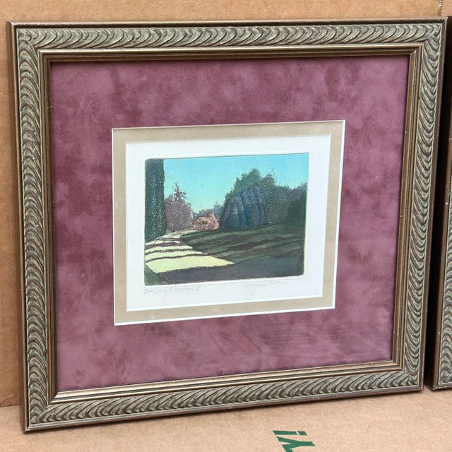 Pencil signed and numbered original prints by Virginia Rosa titled Long Shadows I and Long Shadows II. Hand numbered 8/100...