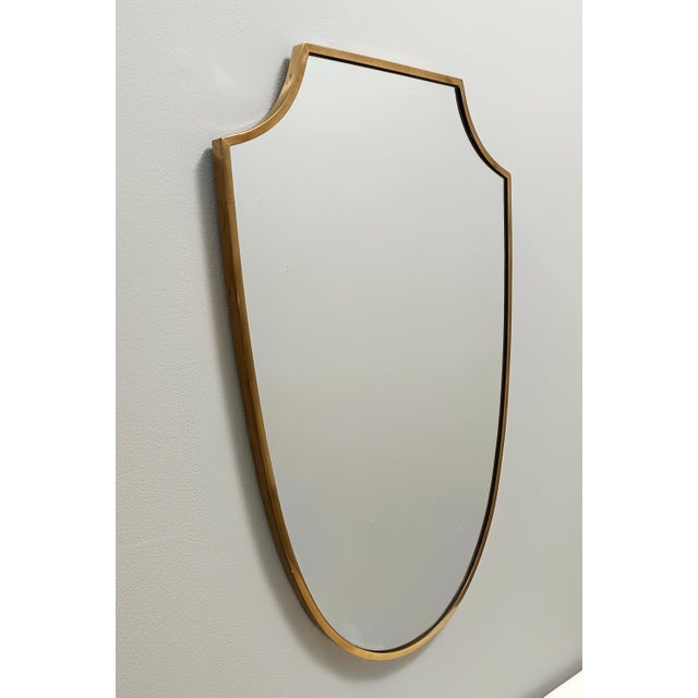 Mid-Century Modern Wall Mirror in Brass and Wood, Italy, 1960s For Sale - Image 4 of 8