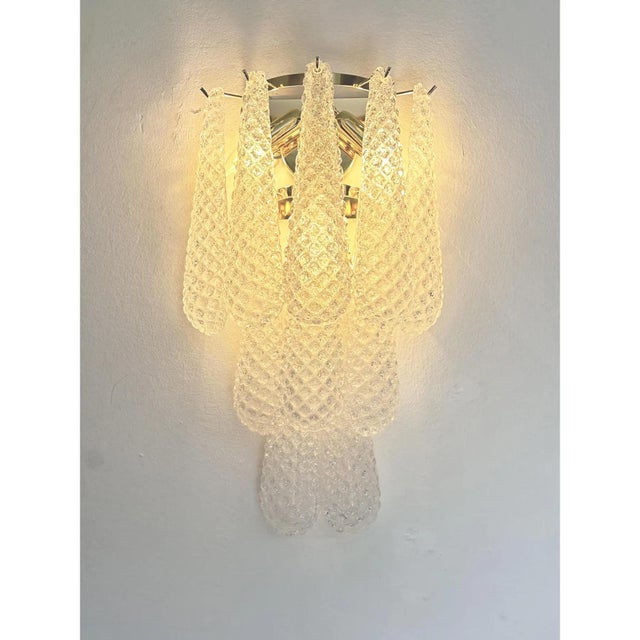 Clear Conchiglie Murano Glass Gold Wall Sconce by Simoeng For Sale - Image 4 of 9