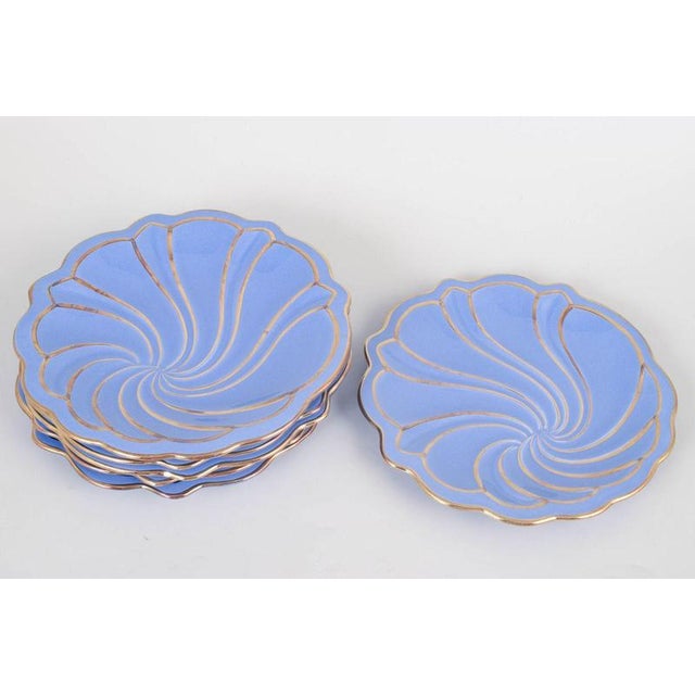 Arthur Percy for Upsala Ekeby, Safir plates. Set of six glazed ceramic plates in the distinctive Safir design, finished in...
