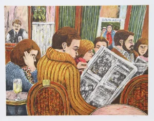 David Azuz -Couple Bar Montparnasse Pari Litho
