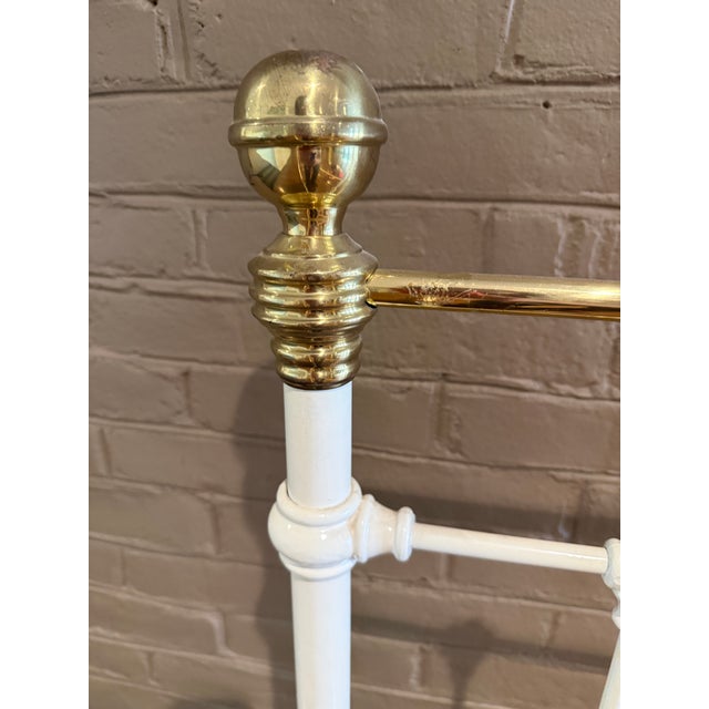 Pair of Brass and White Painted Iron Beds For Sale - Image 9 of 11