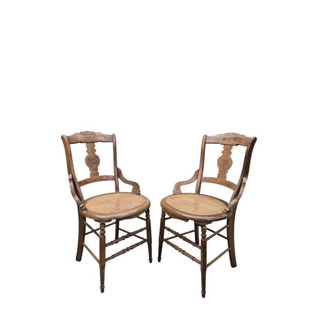 Antique French Provincial Oak Dining Armchairs With Cane Seats - Set of 5 For Sale - Image 4 of 11