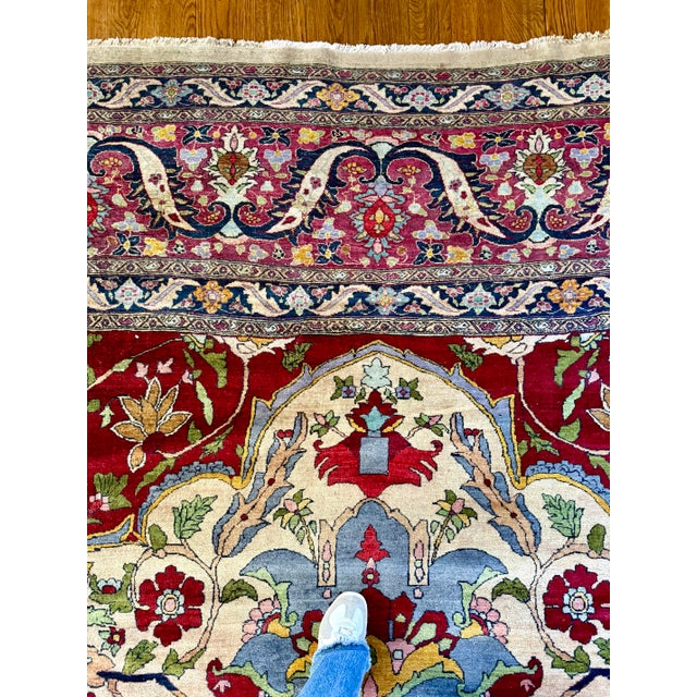 Lavender Oversized Hand Knotted Wool Agra Ivory Lavender Red Medallion Rug 24' X 17' For Sale - Image 8 of 9