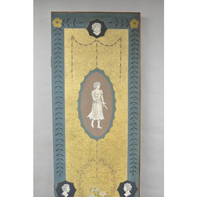 Late 20th Century Neoclassical Robert Adam Style 96" Large 4 Panel Folding Screen Room Divider For Sale - Image 15 of 18