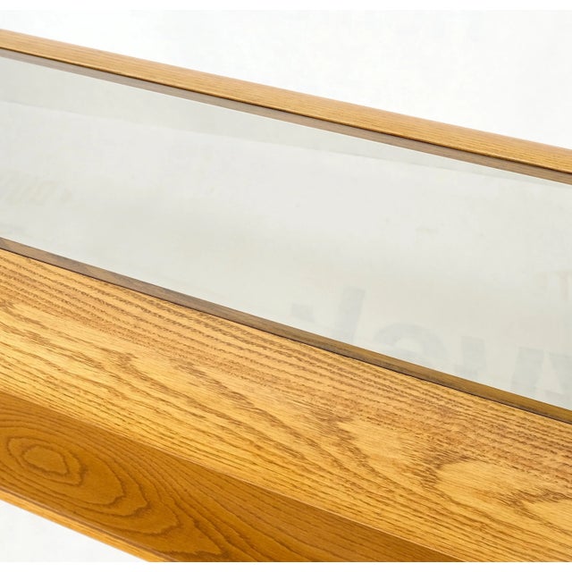 Orange Smoked Glass Golden Oak American Mid Century Modern Console Sofa Table For Sale - Image 8 of 12