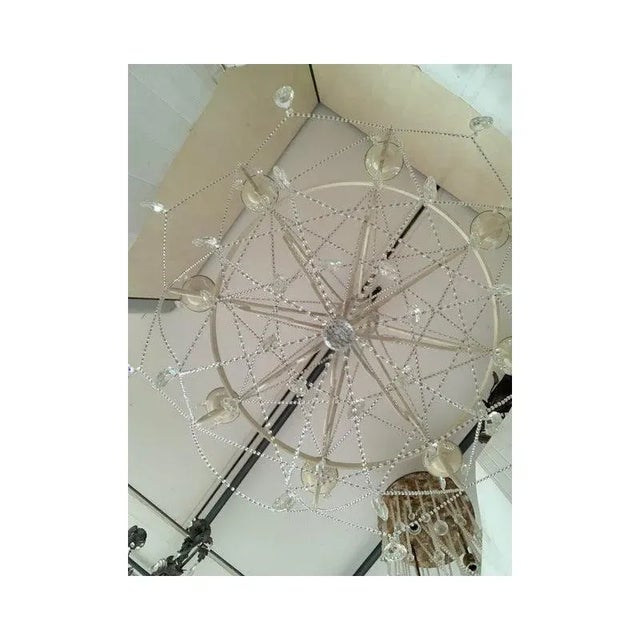 Cream Ivory Florentine Iron and Crystals Chandelier by Simoeng For Sale - Image 8 of 10