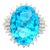 14.16 Carat Blue Topaz Diamond Platinum Ring, Size 6.5 For Sale