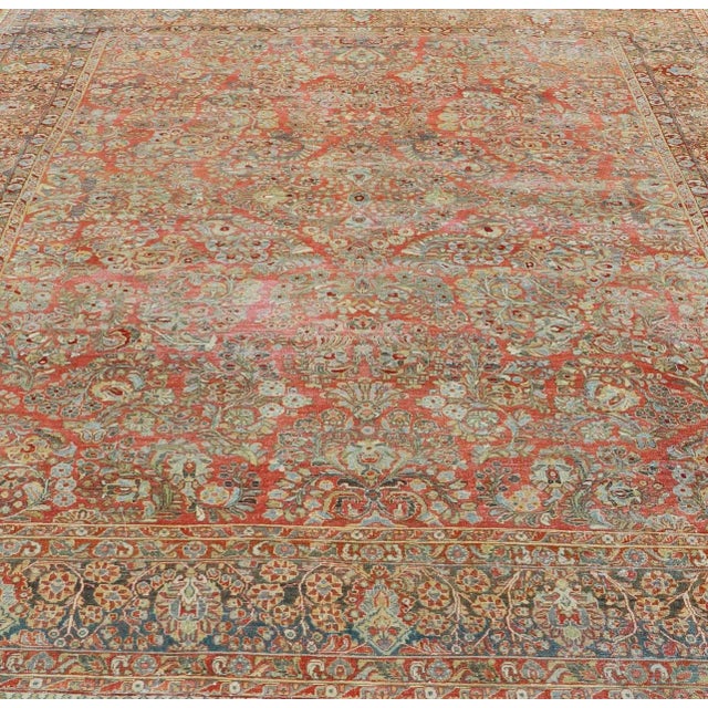 Early 20th Century Antique Persian Sarouk With All-Over Floral Design on a Light Red Field For Sale - Image 4 of 13