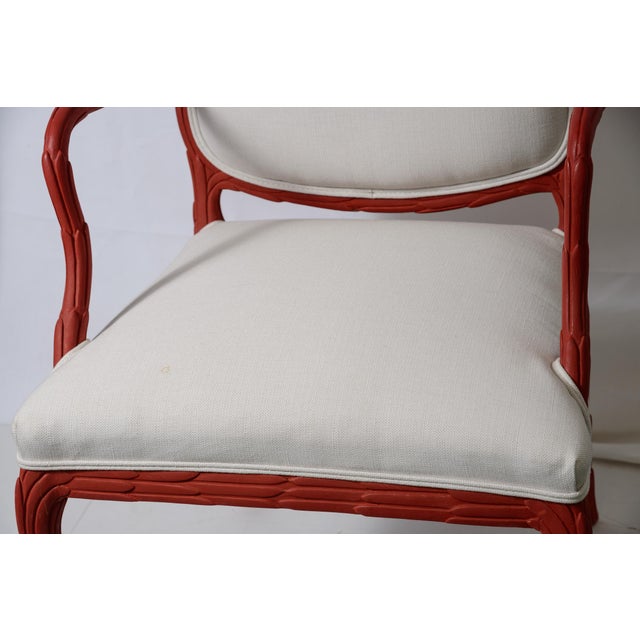 Pair Faux Bois Painted Upholstered Chairs For Sale - Image 9 of 12
