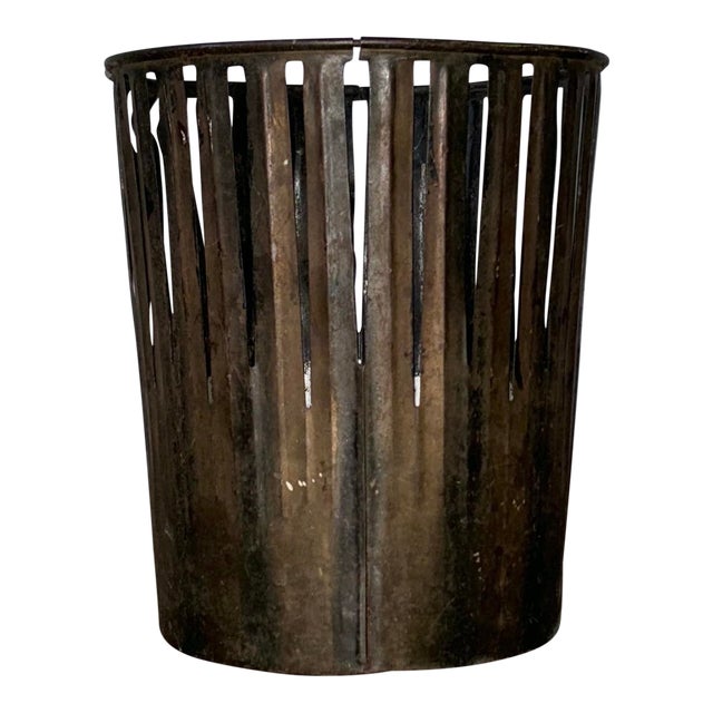 Antique 1900s Victorian Japanned Finished Copper Factory Office Trash