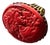Vintage 80s 90s Jan Michaels San Francisco Carved Red Resin Cameo Statement Ring, Size 8 For Sale
