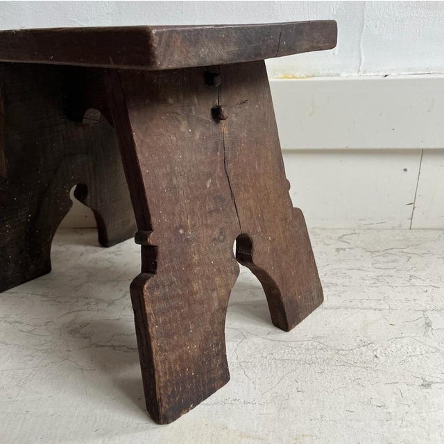 Rustic Oak Stool, 1920s For Sale - Image 15 of 17