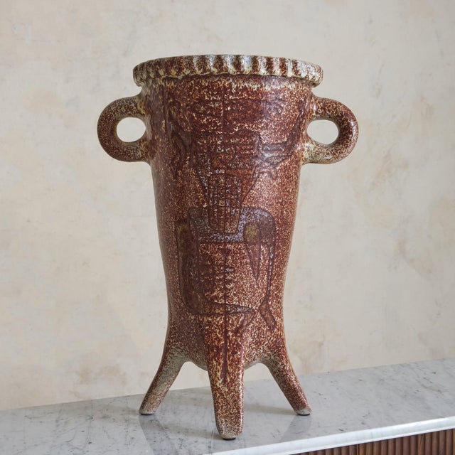 Brown Large French Ceramic Vessel by Accolay No. 01, 1960s For Sale - Image 8 of 11