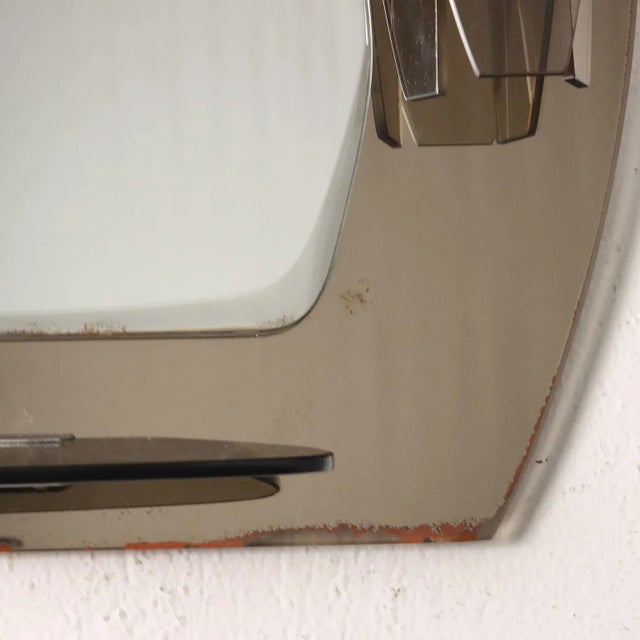 Glass Vintage Wall Mirror with Wall Lamps in Glass, Italy, 1960s For Sale - Image 7 of 12