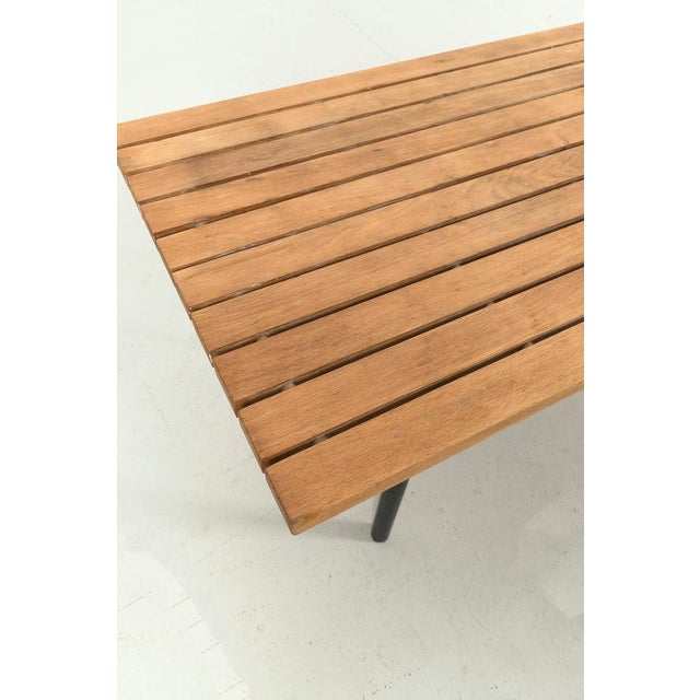 Vintage Slatted Wood Bench For Sale - Image 6 of 8