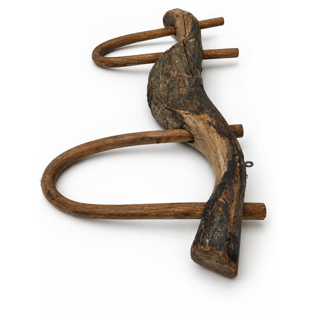 Authentic Antique Wooden Ox Yoke – Hand-Carved Farm Implement Wall Sculpture, 54" For Sale - Image 4 of 7