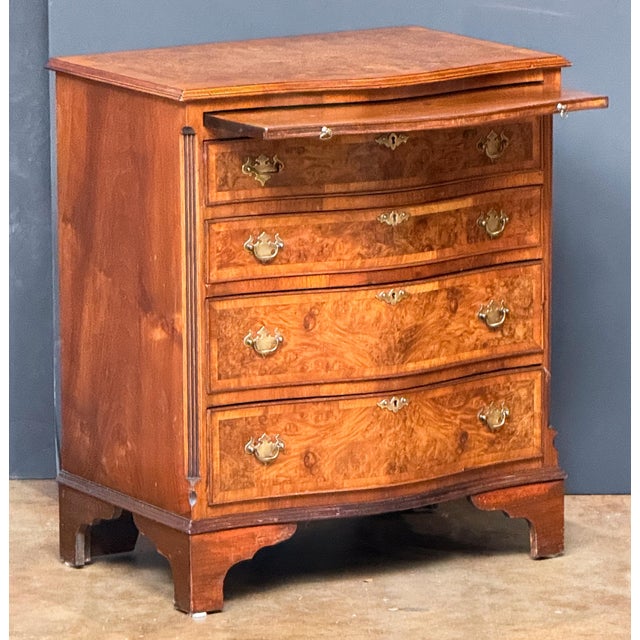 English English Bachelor's Small Chest or Bedside Cabinet of Burl Walnut For Sale - Image 3 of 14