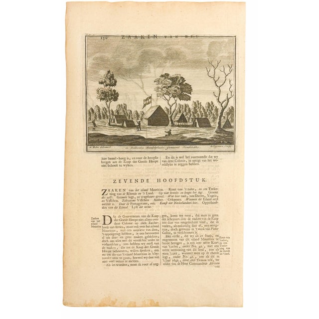 1726 Dutch Trading Post in Madagascar Copper Engraving | François Valentijn For Sale - Image 4 of 5