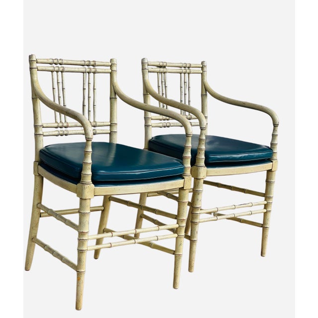 Pair of Vintage Kittinger Faux Bamboo Armchairs For Sale - Image 9 of 17