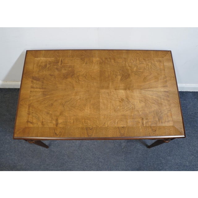 Henredon Furniture Banded Bookmatched Walnut Italian Provincial Style 40" Writing Desk For Sale - Image 9 of 12