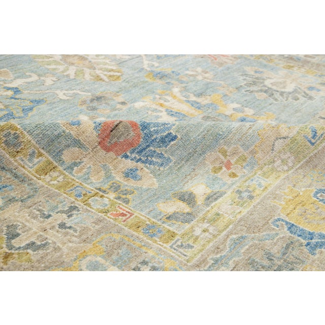 Textile 6 X 11 Apadana's Contemporary Sultanabad Blue Wool Rug For Sale - Image 7 of 10