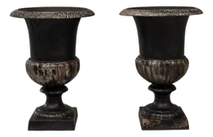 19th Century French Cast Iron Campagna Urn Planters - A Pair