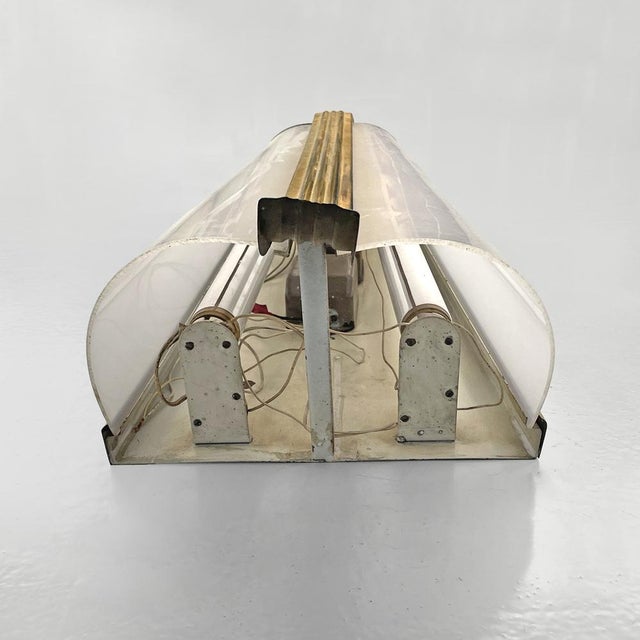 Gold Mid-Century Modern Italian White Acrylic Glass and Brass Wall Lamp, 1950s For Sale - Image 8 of 18