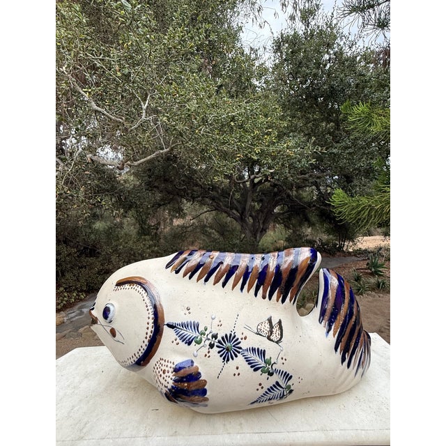 Mexican Tonalá Mexican Folk Art Pottery Fish Sculpture For Sale - Image 3 of 9
