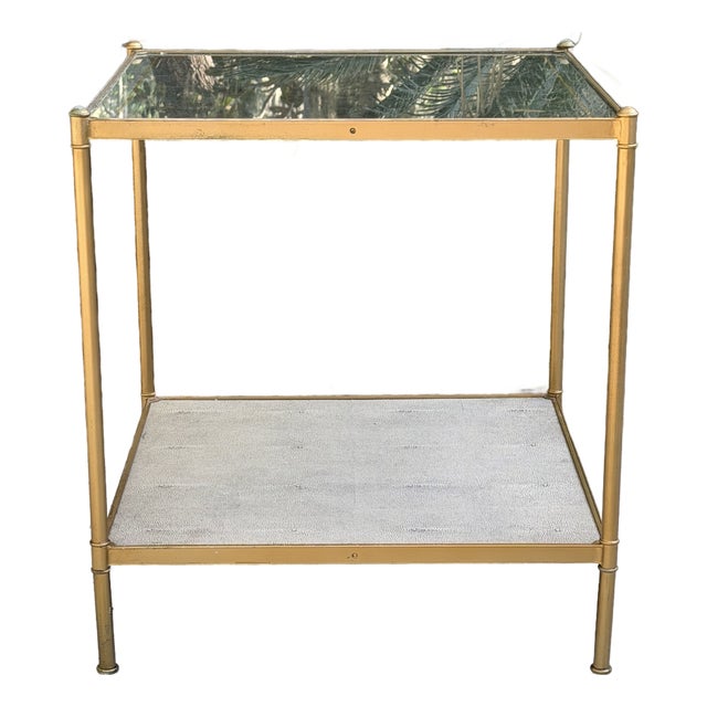 Lillian August 'Anton' Aged Brass and Shagreen Side Table For Sale