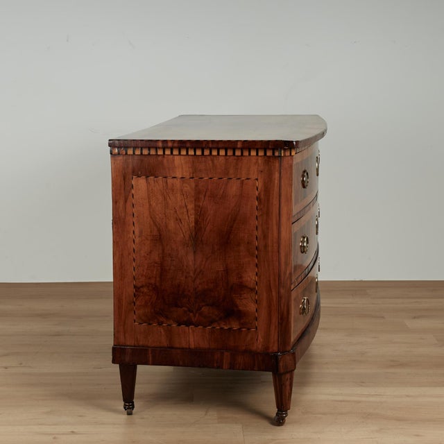 Antique Italian Neo Classic Bow Front Chest or Commode For Sale - Image 12 of 14