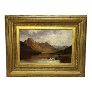 Large Antique Oil Painting Lake District Windermere at Dawn View From Bowness by Alfred De Breanski Jr