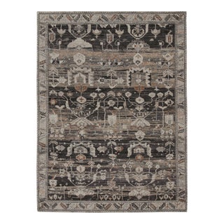 Rug & Kilim’s Modern Classics Rug in Gray With Geometric Floral Patterns For Sale