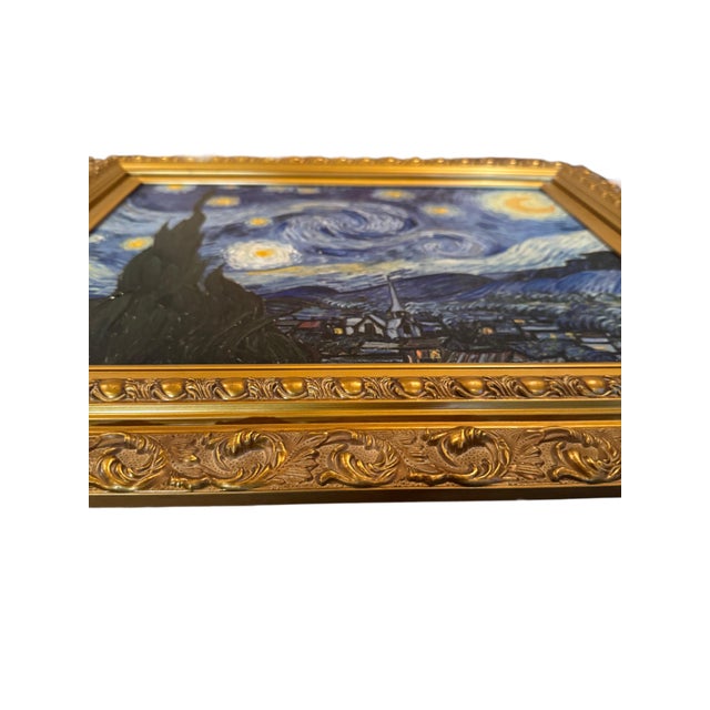 Wood Late 20th Century Hand Painted Reproduction of Vincent Van Gogh’s “Starry Nights” With Certificate of Authenticity For Sale - Image 7 of 8