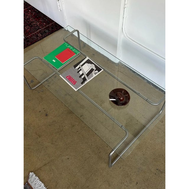Early 21st Century Minimalist Bent Tubular Steel and Glass Coffee Table For Sale - Image 5 of 6