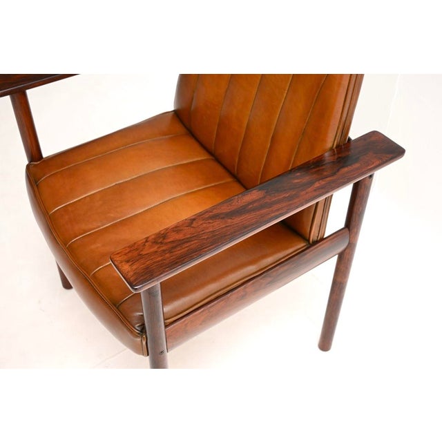 Brown Vintage Leather Armchair by Sven Ivar Dysthe for Dokka, 1960s For Sale - Image 8 of 11
