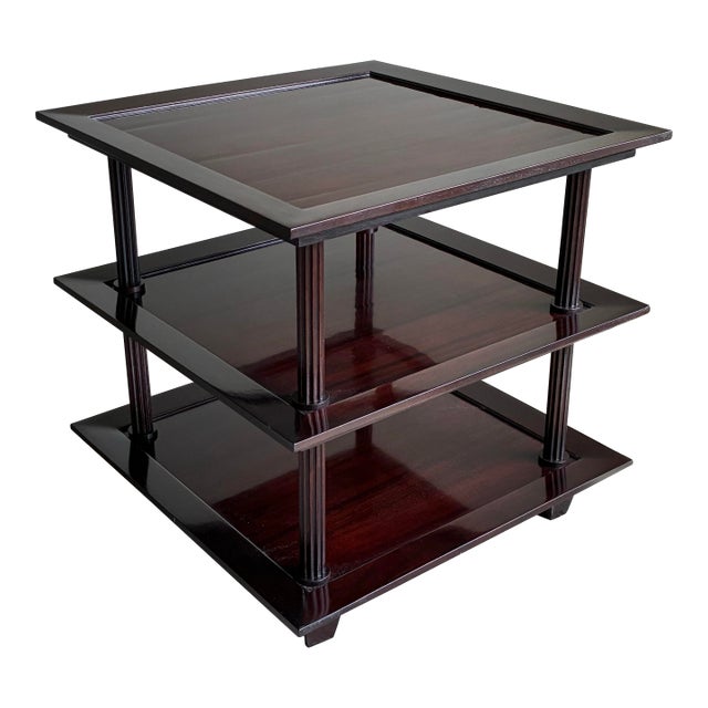 Late 20th Century Baker Furniture Barbara Barry Mahogany 3 Tier Etagere Side Table For Sale