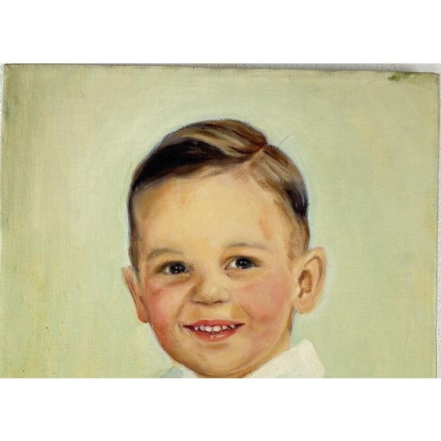 Vintage Mid-Century Oil Portrait of a Young Boy by Masuko Nakafuji For Sale - Image 4 of 12