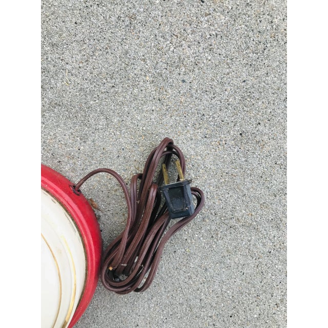 A Pair of Cottage-Core Stiffel Attributed Brass and White Porcelain Table Lamps With Gingham Red Shades For Sale - Image 11 of 12