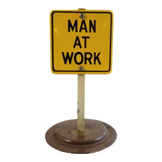 Vintage "Men At Work" Enamel Sign For Sale