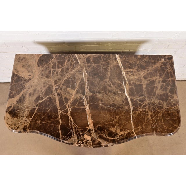 Brown Thomasville French Louis Philippe Burl Wood Marble Top Three-Drawer Dresser Chest For Sale - Image 8 of 11