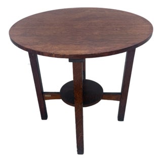 L& Jg Stickley Round Mission Oak Center Table For Sale