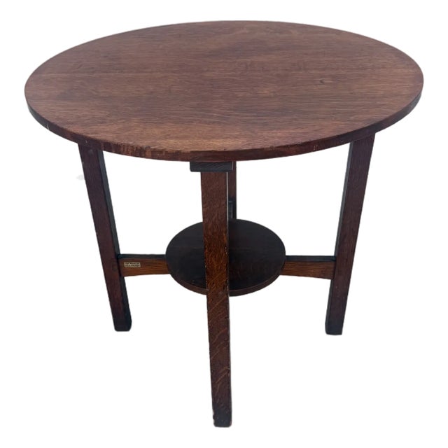 L& Jg Stickley Round Mission Oak Center Table For Sale