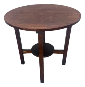 L& Jg Stickley Round Mission Oak Center Table